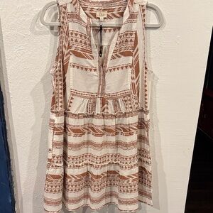 Elan Brown and Cream Patterned Mini Dress